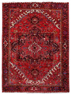 Handmade Persian Heriz Rug 10'3 x 13' Red Wool Artisan Craftsmanship: Handmade Persian Heriz Rug 10'3 x 13' Red Wool Artisan Craftsmanship Transform your space with this stunning 10' 3" x 13' Brick Red Handmade Persian Wool Dense Pile Heriz Rug. This exquisite rug, hand