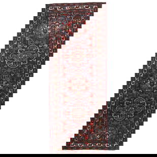 Vintage Hand-Knotted Tribal Floral Runner Rug 3'6 x 9'6 Wool: Vintage Hand-Knotted Tribal Floral Runner Rug 3'6 x 9'6 Wool Enhance your living space with this exquisite hand-knotted Oriental runner rug, featuring a stunning tribal floral design in an array of