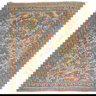 19th Century Antique Turkish Oushak Wool Rug 10'2" x 11'6": 19th Century Antique Turkish Oushak Wool Rug 10'2" x 11'6" Explore the charm of this Antique Turkish Smyra Oushak Square Rug, a stunning piece that captures the essence of 19th-century