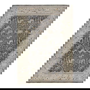 Hand-Knotted Apadana Modern Mahal Wool Rug Charcoal Floral Design 9'11 x 13'11: Hand-Knotted Apadana Modern Mahal Wool Rug Charcoal Floral Design 9'11 x 13'11 Enhance your living space with this exquisite hand-knotted Modern Mahal Indian Wool Rug featuring a captivating