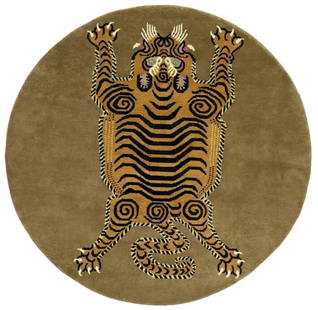 Tribal Pictorial Wool Round Area Rug 6'0" x 6'0" Handmade Kids Room Decor: Tribal Pictorial Wool Round Area Rug 6'0" x 6'0" Handmade Kids Room Decor This beautifully crafted round area rug features a vibrant tribal pictorial style, making it a perfect decor piece for a