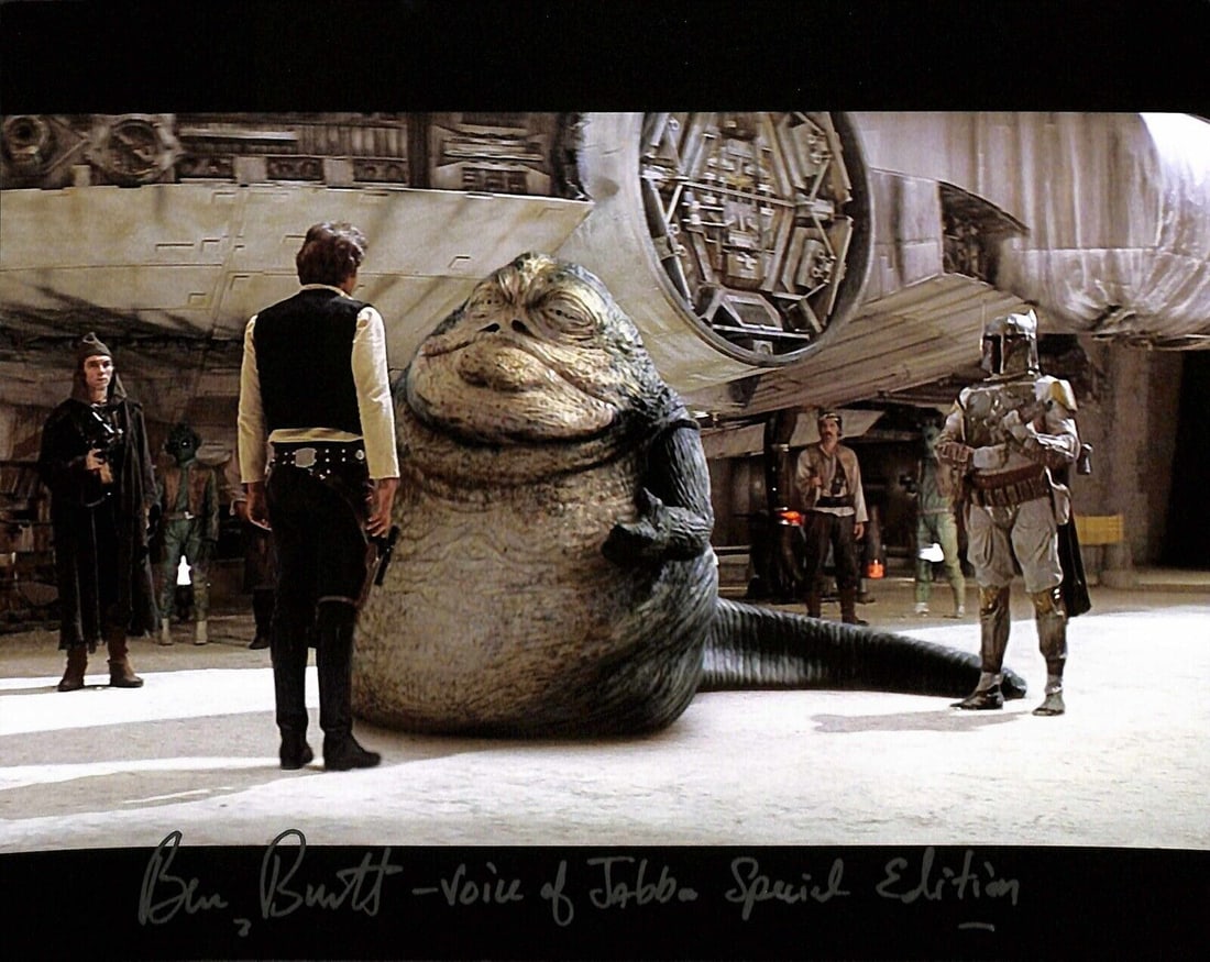 Ben Burtt Signed 8x10 Photo Voice of Jabba Star Wars Beckett Authenticated: Ben Burtt Signed 8x10 Photo Voice of Jabba Star Wars Beckett Authenticated This autographed 8x10 photograph features Ben Burtt, the original sound designer of Star Wars, who famously provided the voic