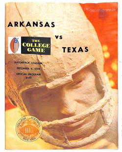 1969 Texas Longhorns vs Arkansas Razorbacks Game of the Century Program Rare Collectible: 1969 Texas Longhorns vs Arkansas Razorbacks Game of the Century Program Rare Collectible Relive a historic moment in college football with this officially licensed program from the 1969 showdown
