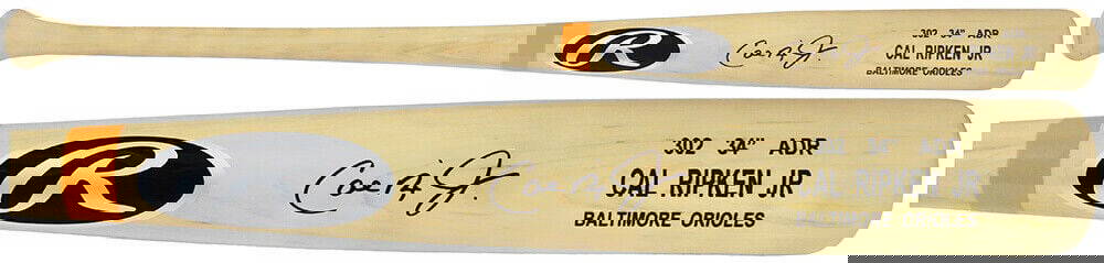 Cal Ripken Jr Rawlings Signed Blonde Game Model Bat Beckett COA: Cal Ripken Jr Rawlings Signed Blonde Game Model Bat Beckett COA Own a piece of baseball history with this Cal Ripken Jr. signed Rawlings blonde game model baseball bat. This original bat features