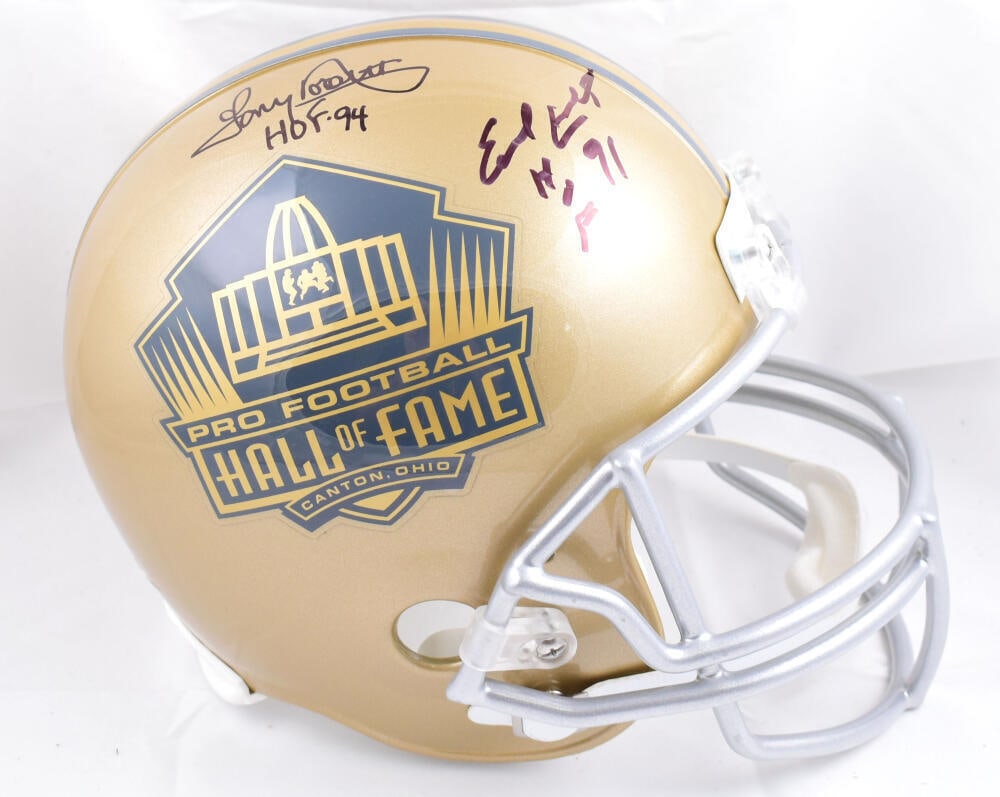 Earl Campbell Tony Dorsett Autographed Full-Size Helmet Beckett HOF: Earl Campbell Tony Dorsett Autographed Full-Size Helmet Beckett HOF This is an authentic full-size helmet featuring signatures from legendary football players Earl Campbell and Tony Dorsett. The helme