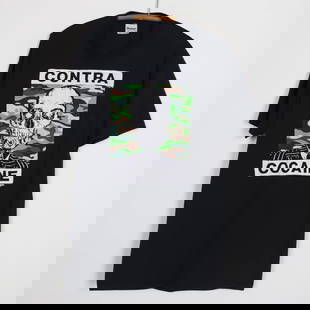 1988 Jackson Browne Contra Cocaine Concert T-Shirt Vintage Black: 1988 Jackson Browne Contra Cocaine Concert T-Shirt Vintage Black This original vintage 1988 Jackson Browne Contra Cocaine Concert Shirt is a true collector's item, showcasing front and back
