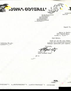 Hayden Fry Signed TLS Letter University of Iowa PSA/DNA Authenticated: Hayden Fry Signed TLS Letter University of Iowa PSA/DNA Authenticated Offered is a Hayden Fry Head Football Coach Signed TLS Letter University of Iowa. This letter is authenticated by PSA/DNA and