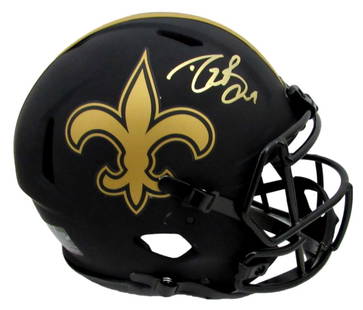 Drew Brees Autographed Black Eclipse Helmet New Orleans Saints BAS: Drew Brees Autographed Black Eclipse Helmet New Orleans Saints BAS This is a Drew Brees autographed full-size Eclipse authentic football helmet, representing the New Orleans Saints. The helmet