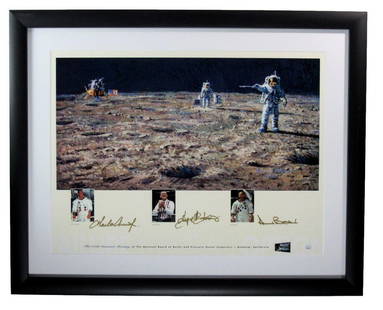 NASA Autographed 30x24 Framed Print by Conrad Kranz Bean JSA Authenticated: NASA Autographed 30x24 Framed Print by Conrad Kranz Bean JSA Authenticated This stunning 30x24 framed print features the autographs of NASA legends Pete Conrad, Gene Kranz, and Alan Bean, making it