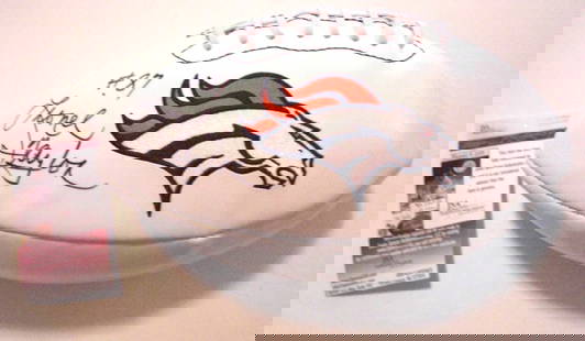 Lionel Taylor Signed Denver Broncos Football with JSA COA: Lionel Taylor Signed Denver Broncos Football with JSA COA Enhance your collection with this authentic signed football featuring the autograph of Lionel Taylor, a Hall of Fame player for the Denver