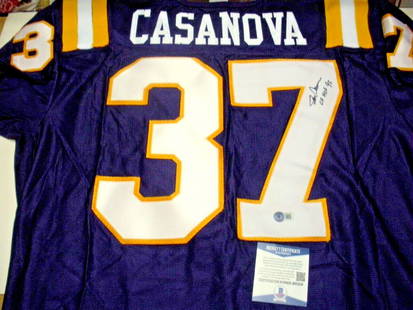 Tommy Casanova LSU Tigers Signed Rawlings Jersey with COA: Tommy Casanova LSU Tigers Signed Rawlings Jersey with COA This official licensed Rawlings jersey features a signature from Tommy Casanova, a celebrated player of the LSU Tigers. Originating from a