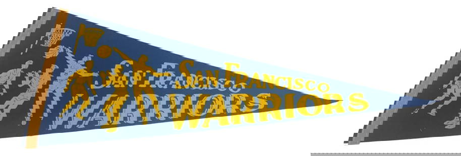 Rare 1960s San Francisco Warriors 30 inch Vintage Pennant: Rare 1960s San Francisco Warriors 30 inch Vintage Pennant This vintage 1960s San Francisco Warriors pennant is a must-have for basketball enthusiasts and collectors alike. Measuring 30 inches, this