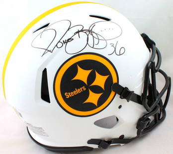 Jerome Bettis Signed Full-Size Steelers Lunar Speed Helmet Beckett Authenticated: Jerome Bettis Signed Full-Size Steelers Lunar Speed Helmet Beckett Authenticated This authentic full-size lunar speed helmet, autographed by Jerome Bettis, showcases his legacy with the Pittsburgh