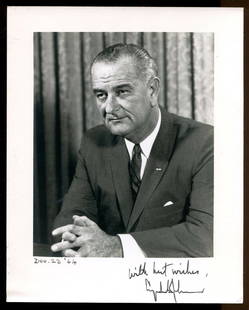 Lyndon B Johnson LBJ 8x10 Signed Photo JSA Authenticated: Lyndon B Johnson LBJ 8x10 Signed Photo JSA Authenticated This 8x10 autographed photograph features Lyndon B. Johnson, the 36th President of the United States. The image captures a significant moment
