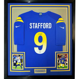 Framed Autographed Matthew Stafford Rams Jersey with Fanatics COA