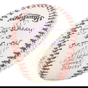 Great Baseball Moments Signed Ball Hank Aaron Nolan Ryan Beckett Authenticated: Great Baseball Moments Signed Ball Hank Aaron Nolan Ryan Beckett Authenticated This exceptional piece of baseball memorabilia is a "Great Baseball Moments" multi-signed Official National League