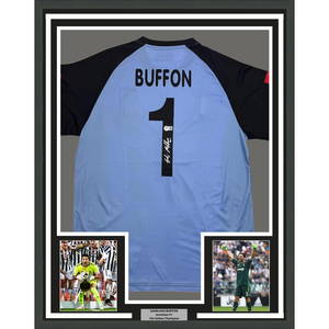Framed Gianluigi Buffon Signed Juventus Jersey 35x39 BAS COA