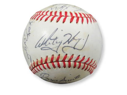 1982 St. Louis Cardinals Autographed Baseball Ozzie Smith JSA Authenticated: 1982 St. Louis Cardinals Autographed Baseball Ozzie Smith JSA Authenticated This original 1982 St. Louis Cardinals autographed baseball features signatures from notable players including Ozzie
