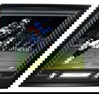 Jalen Hurts Signed 16x20 Eagles Photo Framed JSA Authenticated: Jalen Hurts Signed 16x20 Eagles Photo Framed JSA Authenticated Celebrate your passion for football with this stunning Jalen Hurts autographed and inscribed 16x20 photo, featuring the Philadelphia
