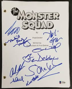 The Monster Squad Signed Script 9 Autographs Dekker Gower BAS: The Monster Squad Signed Script 9 Autographs Dekker Gower BAS This original signed full movie script of 'The Monster Squad' features autographs from 9 cast members, including Dekker and Gower. The