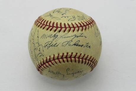1945 Chicago Cubs Team Signed Baseball with 22 Autographs: 1945 Chicago Cubs Team Signed Baseball with 22 Autographs This is a remarkable 1945 National League champion Chicago Cubs team-signed baseball, featuring autographs from 22 players including notable