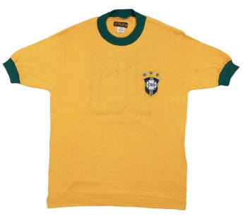 Pele Signed 1970 Brazil National Team Jersey with PSA DNA & SIA COA: Pele Signed 1970 Brazil National Team Jersey with PSA DNA & SIA COA Celebrate the legacy of the legendary soccer player Edson Arantes do Nascimento, famously known as Pele, with this authentic 1970