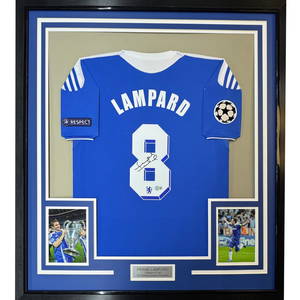 Framed Frank Lampard Autographed Chelsea FC Jersey 35x39 BAS COA