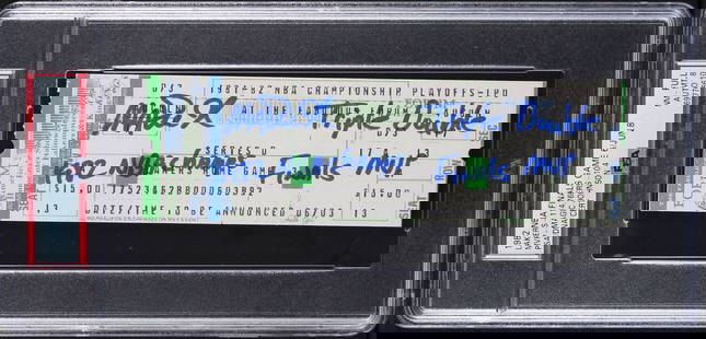 Magic Johnson Signed 1982 Finals Ticket Graded M-MT 8 Auto Gem Mint 10 PSA: Magic Johnson Signed 1982 Finals Ticket Graded M-MT 8 Auto Gem Mint 10 PSA This collectible features a Magic Johnson signed 1982 Finals Game 6 full ticket, graded M-MT 8 with an autograph graded Gem