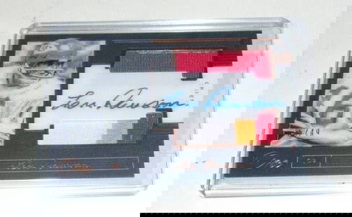Len Dawson 2018 Panini One Limited Edition Dual Jersey Auto 35/49: Len Dawson 2018 Panini One Limited Edition Dual Jersey Auto 35/49 This is a limited edition 2018 Panini One card featuring Len Dawson, showcasing a bronze game-used dual jersey and an autograph. The