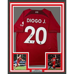 Framed Diogo Jota Signed Liverpool Jersey with BAS COA