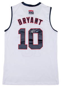 Kobe Bryant Signed 2008 Team USA Jersey with Upper Deck COA: Kobe Bryant Signed 2008 Team USA Jersey with Upper Deck COA Offered is a 2008 Kobe Bryant signed white Team USA jersey, commemorating his contributions to the USA Basketball teams that won Gold