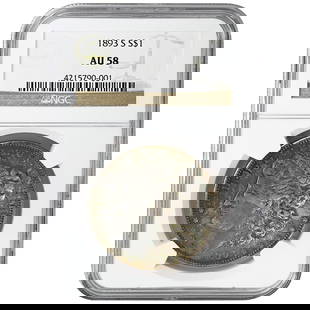 1893-S Morgan Dollar NGC AU58 Rare Silver Coin: 1893-S Morgan Dollar NGC AU58 Rare Silver Coin This 1893-S $1 Morgan Dollar is a remarkable example of a rare coin, certified by NGC with a grade of AU58. It is composed of silver and was minted in