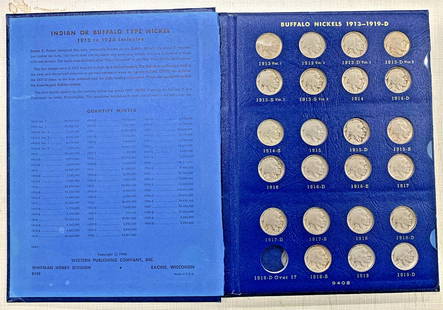 1913-1938 Buffalo Nickel Set 3 Legs Deluxe Whitman Album: 1913-1938 Buffalo Nickel Set 3 Legs Deluxe Whitman Album This complete set of Buffalo Nickels spans from 1913 to 1938 and is housed in a deluxe Whitman album. The set features the notable 3 Legs