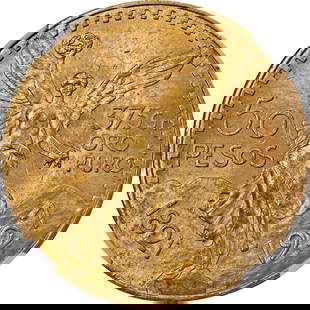 1927 Mexico Gold 50 Peso Coin NGC MS63 Stunning Eye Appeal: 1927 Mexico Gold 50 Peso Coin NGC MS63 Stunning Eye Appeal This stunning 1927 Mexico Gold 50 Peso coin features a remarkable eye appeal and a nice strike, making it a valuable addition to any