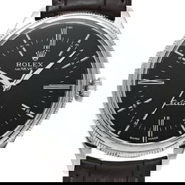 ROLEX Cellini Time 50509 Automatic Men's Watch White Gold Black Dial