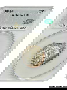 1930-S CACG MS67+FH Standing Liberty Quarter Uncirculated Gem: 1930-S CACG MS67+FH Standing Liberty Quarter Uncirculated Gem This 1930-S Standing Liberty Quarter is a stunning piece, certified by CACG with a grade of MS67+FH. It features an uncirculated finish