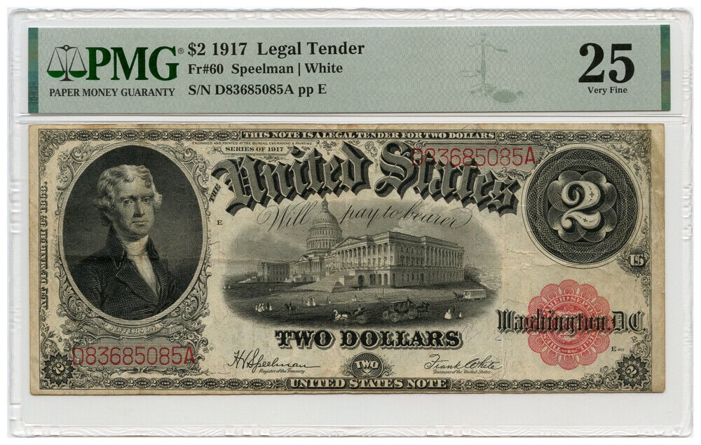 1917 $2 Legal Tender Note Uncertified D83685085A: 1917 $2 Legal Tender Note Uncertified D83685085A This item is a 1917 $2 Legal Tender note, categorized under "Other." It is in pre-owned condition and has not been certified. The note presents a uniqu