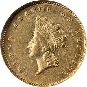 1856-S Type 2 Indian Princess Gold $1 NGC AU58 Key Date Coin