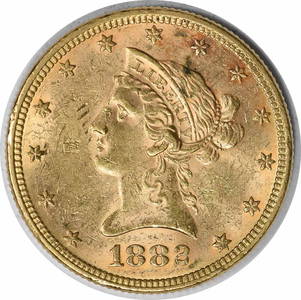 1882 Gold Liberty Head $10 Coin AU Christian Gobrecht Design