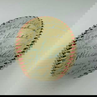 1958 Milwaukee Braves Team Signed Baseball JSA COA Hank Aaron Mathews Spahn: 1958 Milwaukee Braves Team Signed Baseball JSA COA Hank Aaron Mathews Spahn This official National League baseball commemorates the 1958 Milwaukee Braves' National League Championship, featuring 28 si