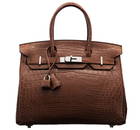 Hermes Birkin 30cm Matte Marron d'Inde Crocodile Bag Palladium Hardware