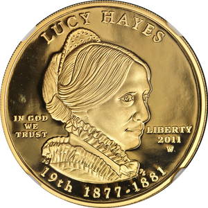 2011-W Gold $10 Lucy Hayes NGC PF69 Ultra Cameo Coin