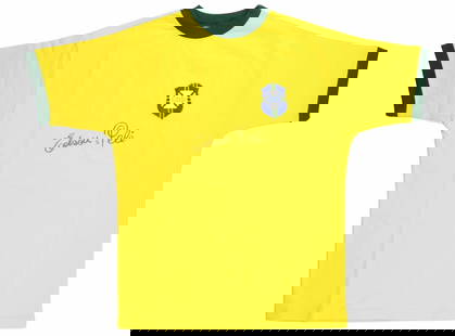 Pele Signed Brazil World Cup Jersey Edson PSA DNA Graded 9 MINT: Pele Signed Brazil World Cup Jersey Edson PSA DNA Graded 9 MINT Celebrate the legacy of soccer legend Pele with this signed Brazil World Cup jersey. This original piece features the full name