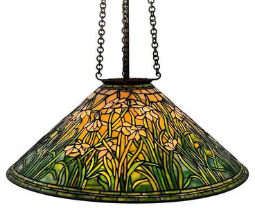 Antique Tiffany Studios Daffodil Chandelier Circa 1905 Stained Glass