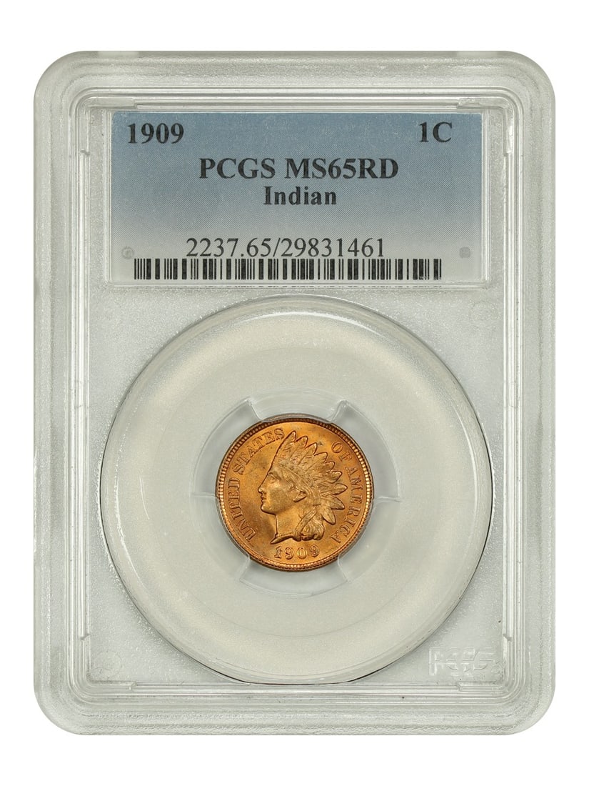 1909 Indian Cent PCGS MS65RD Final Year of Indian Head Series: 1909 Indian Cent PCGS MS65RD Final Year of Indian Head Series This 1909 Indian Cent is a remarkable piece, graded MS65RD by PCGS, showcasing its uncirculated condition. Struck at the Philadelphia Mint