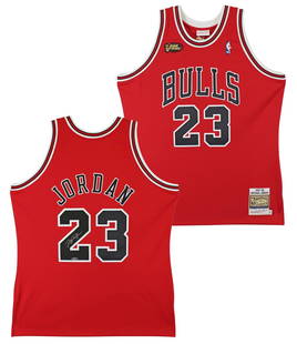Michael Jordan Signed 1997-98 Chicago Bulls Jersey UDA Authenticated: Michael Jordan Signed 1997-98 Chicago Bulls Jersey UDA Authenticated Celebrate the legacy of basketball legend Michael Jordan with this authentic Chicago Bulls jersey. This red Mitchell & Ness 1997-98