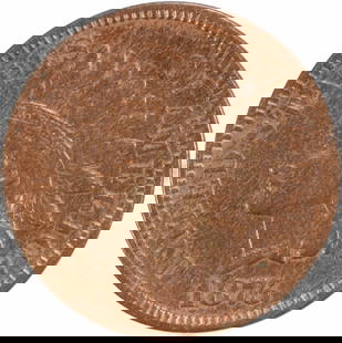 1876 Indian Head Cent AU Copper Coin No Mint Mark: 1876 Indian Head Cent AU Copper Coin No Mint Mark This 1876 Indian Cent is a beautiful example of early American coinage, featuring the iconic Indian Head design. Graded as AU (About Uncirculated),