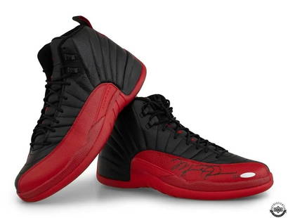 Michael Jordan Autographed Nike Air Jordan 12 Retro Flu Game Limited Edition 23: Michael Jordan Autographed Nike Air Jordan 12 Retro Flu Game Limited Edition 23 Own a piece of basketball history with these Michael Jordan autographed Nike Air Jordan 12 Retro Flu Game shoes. Designe