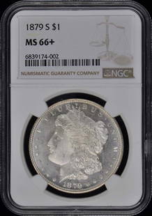 1879-S Morgan Dollar NGC MS66+ San Francisco Uncirculated: 1879-S Morgan Dollar NGC MS66+ San Francisco Uncirculated This 1879-S Morgan Dollar is graded NGC MS66+, indicating its exceptional quality and uncirculated condition. Minted in San Francisco, this