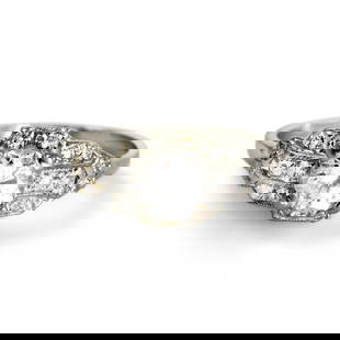 GIA Certified Vintage Platinum Diamond Ring 1.08ct Size 8: GIA Certified Vintage Platinum Diamond Ring 1.08ct Size 8 This exquisite vintage diamond ring is crafted from high-quality platinum and features a stunning round brilliant center diamond weighing
